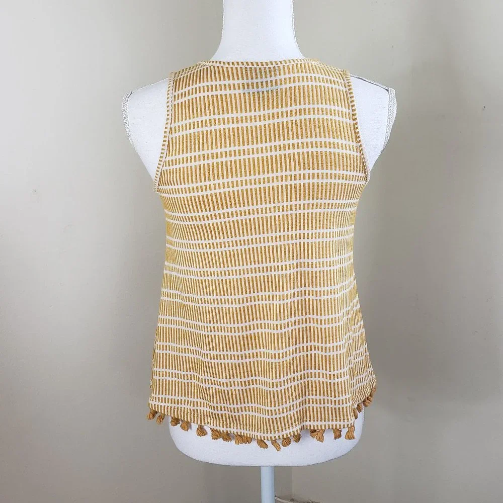 Anthropologie's W5 Tassel Striped Boho Tank Top Yellow Size XS - Picture 5 of 11